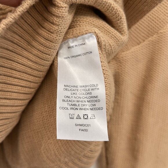 Quince Cropped Button Front Cotton Knit Cardigan Sweater in Camel Brown Size M - Picture 5 of 5